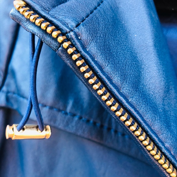 🔥SOLD🔥 Leather Blue Cropped Hoodie Jacket - Picture 9 of 14